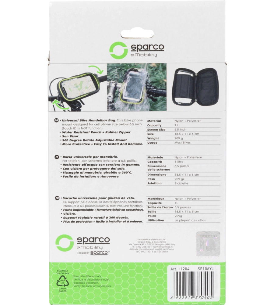 CUSTODIA PORTA CELLULARE PER BICI IN MICROFIBRA, 19X11X5,5 CM